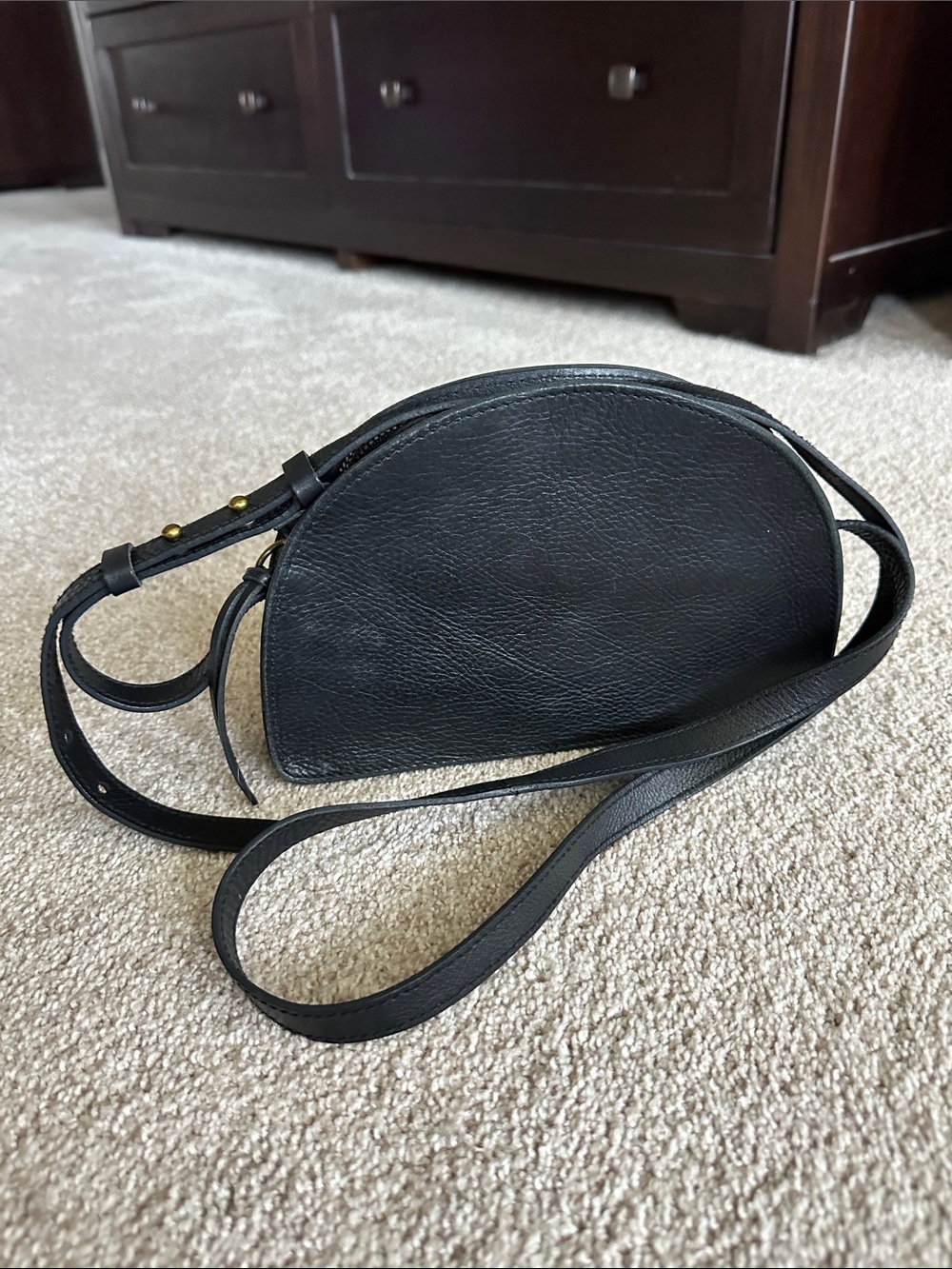 Madewell Black Leather Half-Moon Crossbody Bag